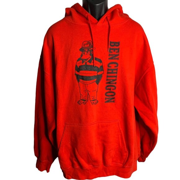Ben Chingon Pullover Hoodie Sweatshirt 2XL Red Kangaroo Pocket Double Sided - Picture 3 of 8